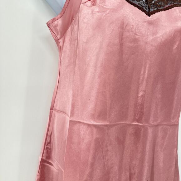 Satin Slip‎ Dress Medium Fairy Pink Grunge Y2K Coquette Romantic Nightie Lace* - Picture 9 of 9